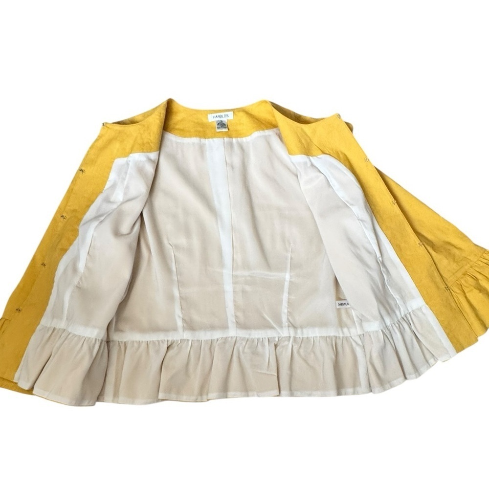 Harold’s Yellow Linen Blend Peplum Jacket Blazer Size 10 Cottagecore I43 - Picture 7 of 7